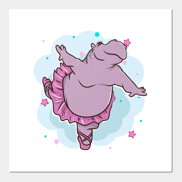 Hippo Ballet Dancer Ballet Animals Cute Posters and Art Prints